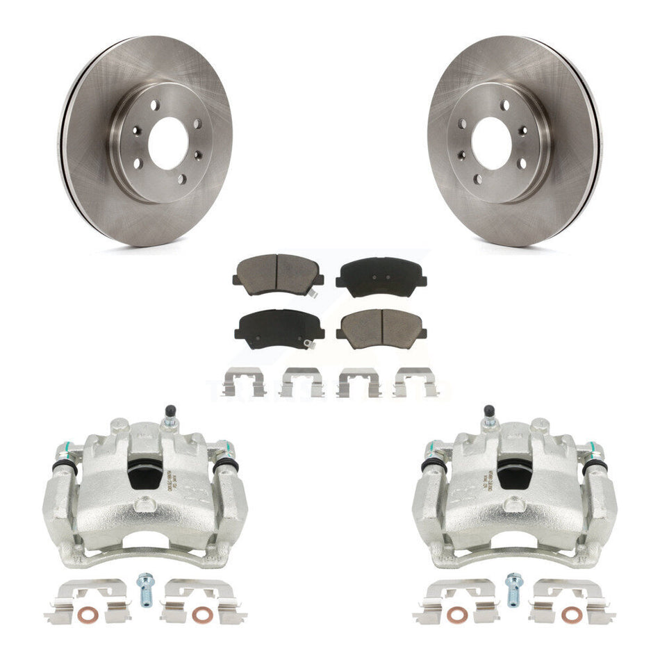 Front Disc Brake Caliper Rotors And Ceramic Pads Kit For Hyundai Accent Kia Rio KC8-100335C