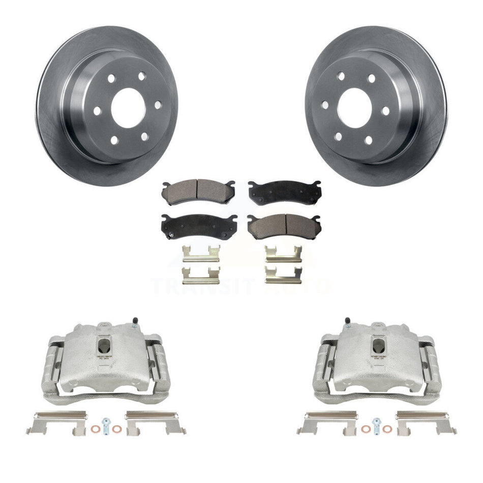 Rear Disc Brake Caliper Rotors And Ceramic Pads Kit For 2003 Chevrolet Silverado 2500 HD Suburban GMC Sierra KC8-100343T by Transit Auto