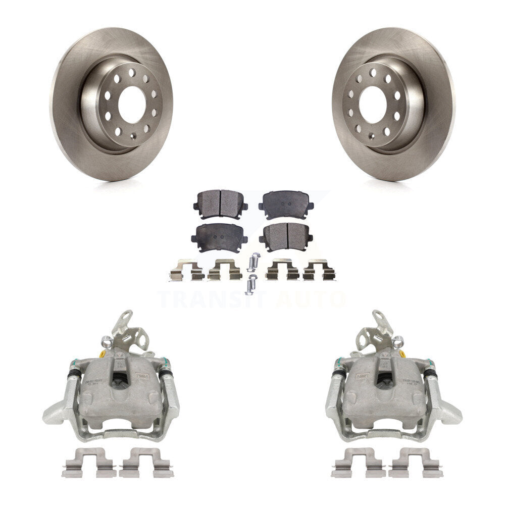 Rear Disc Brake Caliper Rotors And Ceramic Pads Kit For Volkswagen GTI Audi A3 Quattro With 282mm Diameter Rotor KC8-100349T by Transit Auto