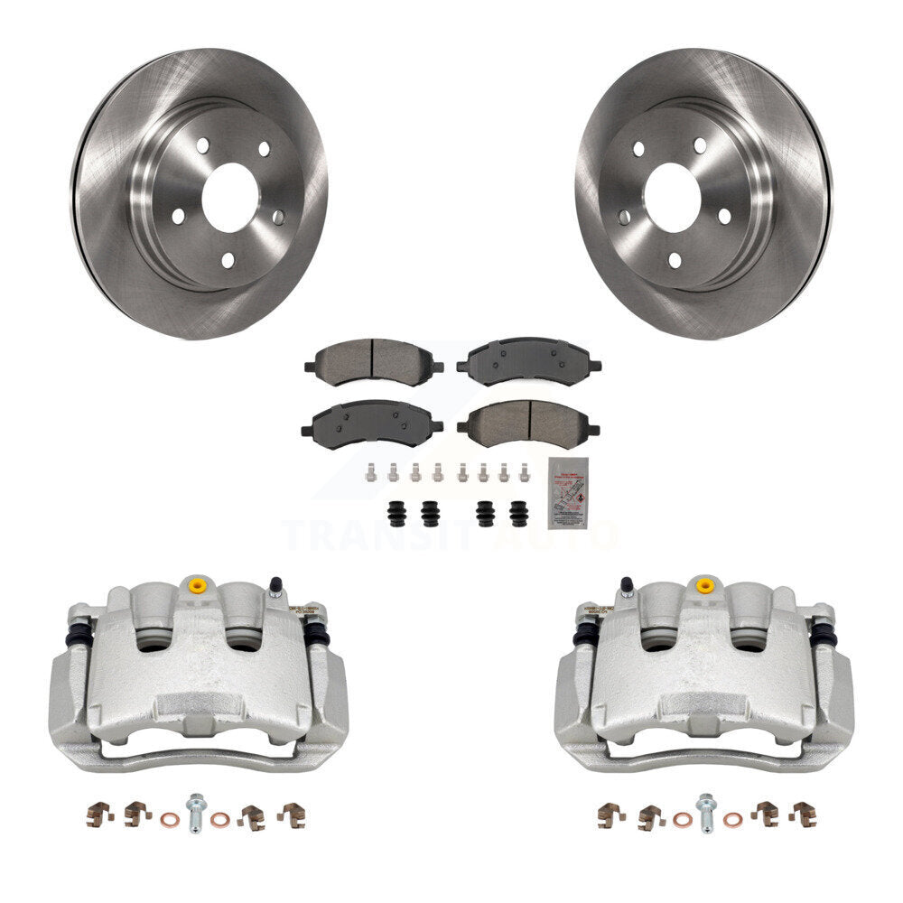Front Disc Brake Caliper Rotors & Semi-Metallic Pad Kit For Chrysler Aspen Dodge Durango KC8-100350N