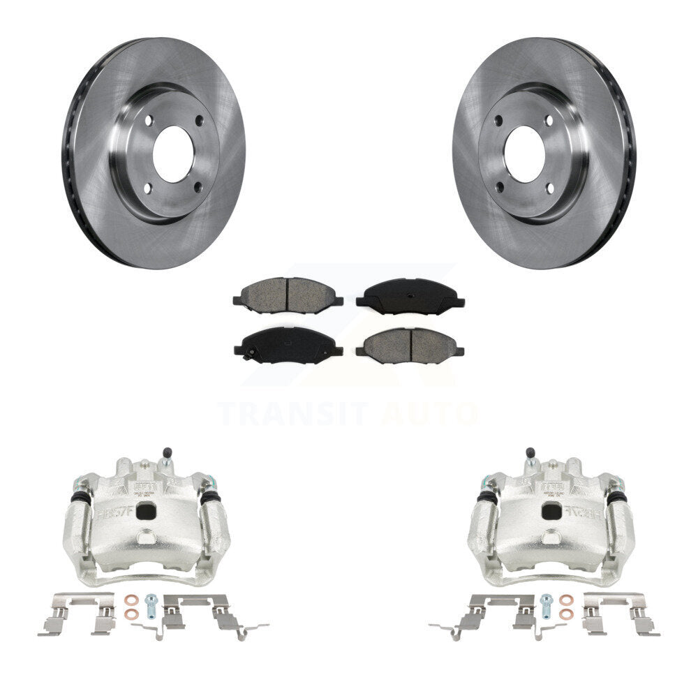 Front Disc Brake Caliper Rotor & Semi-Metallic Pad Kit For 2008 Nissan Versa 4-Wheel ABS KC8-100352S