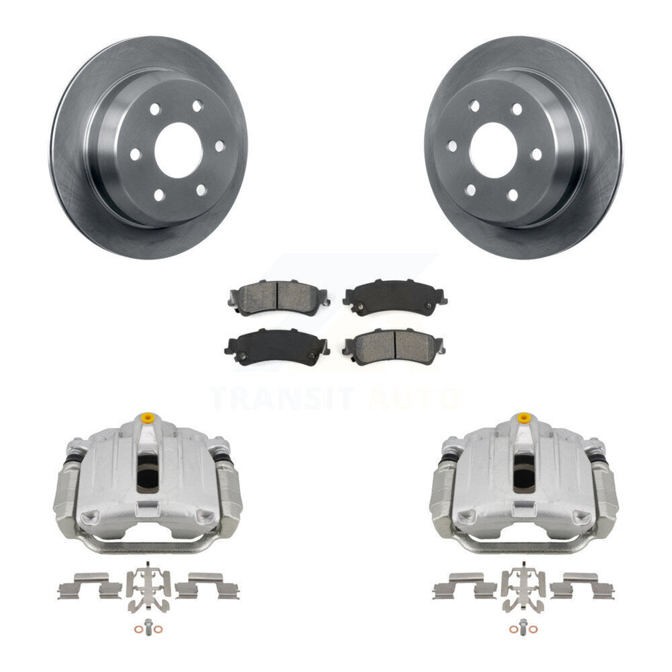 Rear Brake Caliper Rotor & Semi-Metallic Pad Kit For Chevrolet GMC Silverado 1500 Sierra KC8-100356S