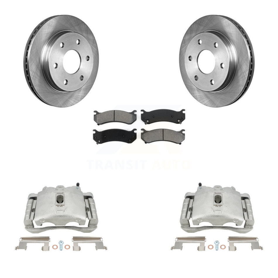 Rear Disc Brake Caliper Rotors And Semi-Metallic Pads Kit For Chevrolet Silverado 2500 HD GMC Sierra Hummer H2 1500 Suburban Yukon XL Avalanche Classic KC8-100358S by Transit Auto