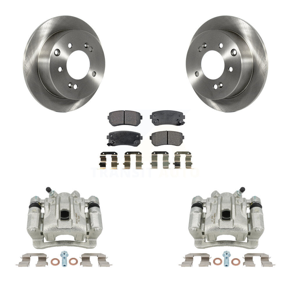 Rear Disc Brake Caliper Rotors And Ceramic Pads Kit For Kia Forte Koup Forte5 KC8-100359T by Transit Auto