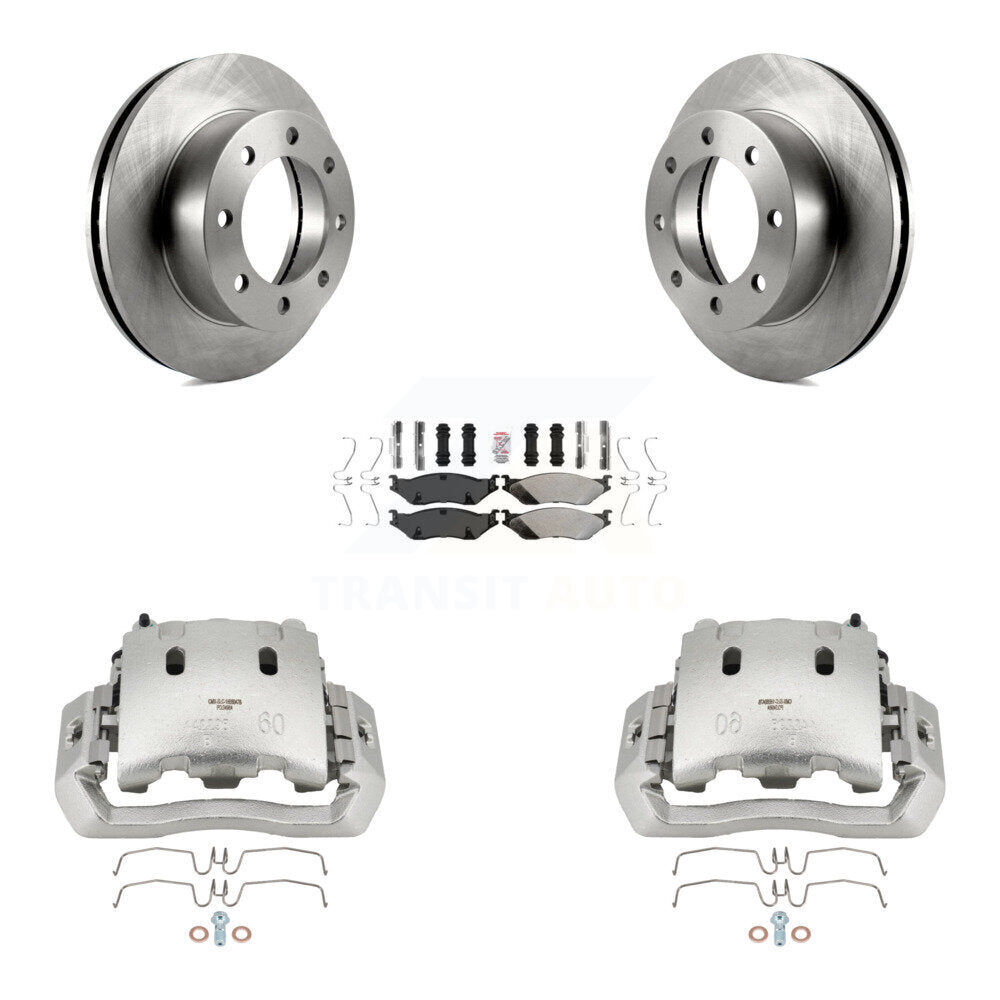 Front Disc Brake Caliper Rotors And Semi-Metallic Pads Kit For Ford F-450 Super Duty KC8-100362N