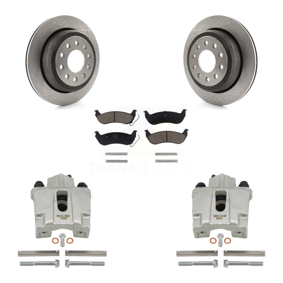 Rear Disc Brake Caliper Rotors And Ceramic Pads Kit For 2003-2011 Lincoln Town Car Sedan KC8-100364C
