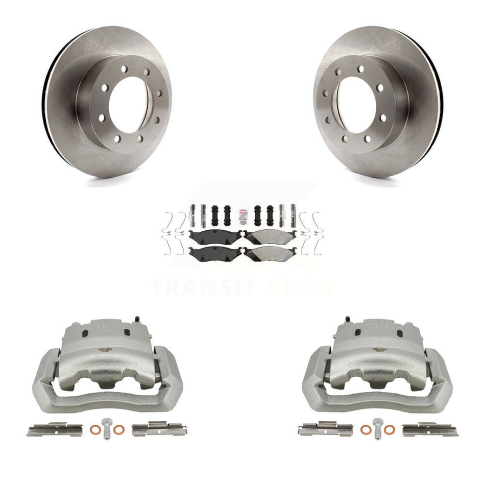 Front Disc Brake Caliper Rotor Semi-Metallic Pad Kit For Ford E-550 Super Duty Econoline KC8-100364N