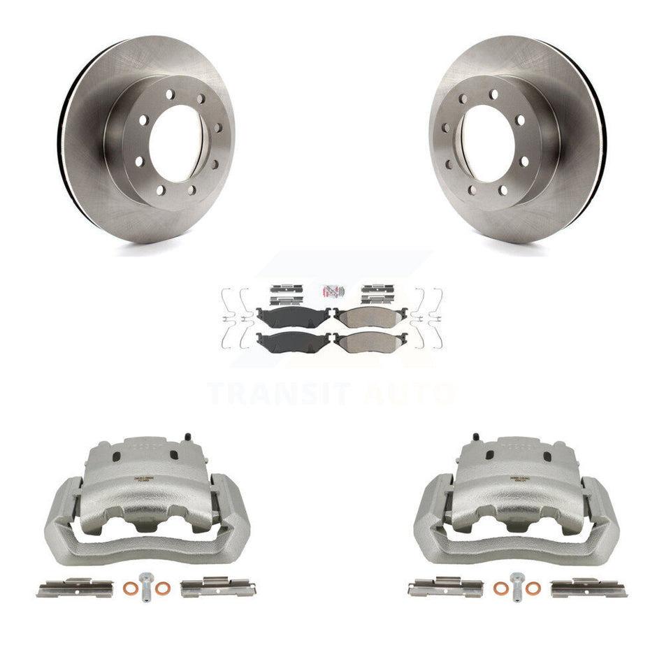 Front Disc Brake Caliper Rotor Semi-Metallic Pad Kit For Ford E-550 Super Duty Econoline KC8-100366N