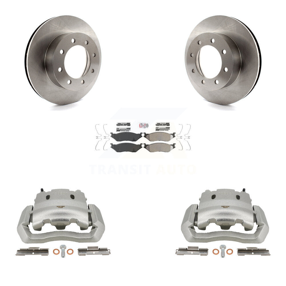 Front Disc Brake Caliper Rotor Semi-Metallic Pad Kit For Ford E-550 Super Duty Econoline KC8-100367N