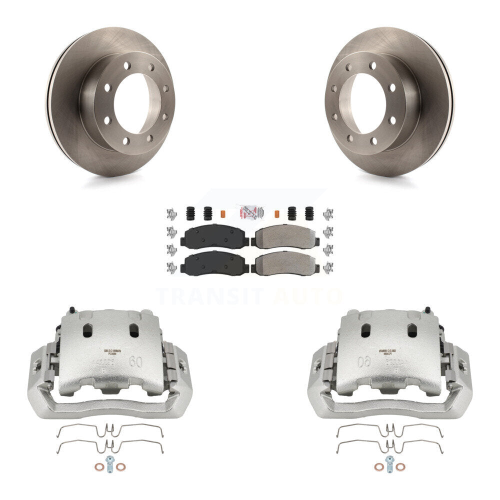 Front Disc Brake Caliper Rotors And Semi-Metallic Pads Kit For Ford F-450 Super Duty KC8-100369N