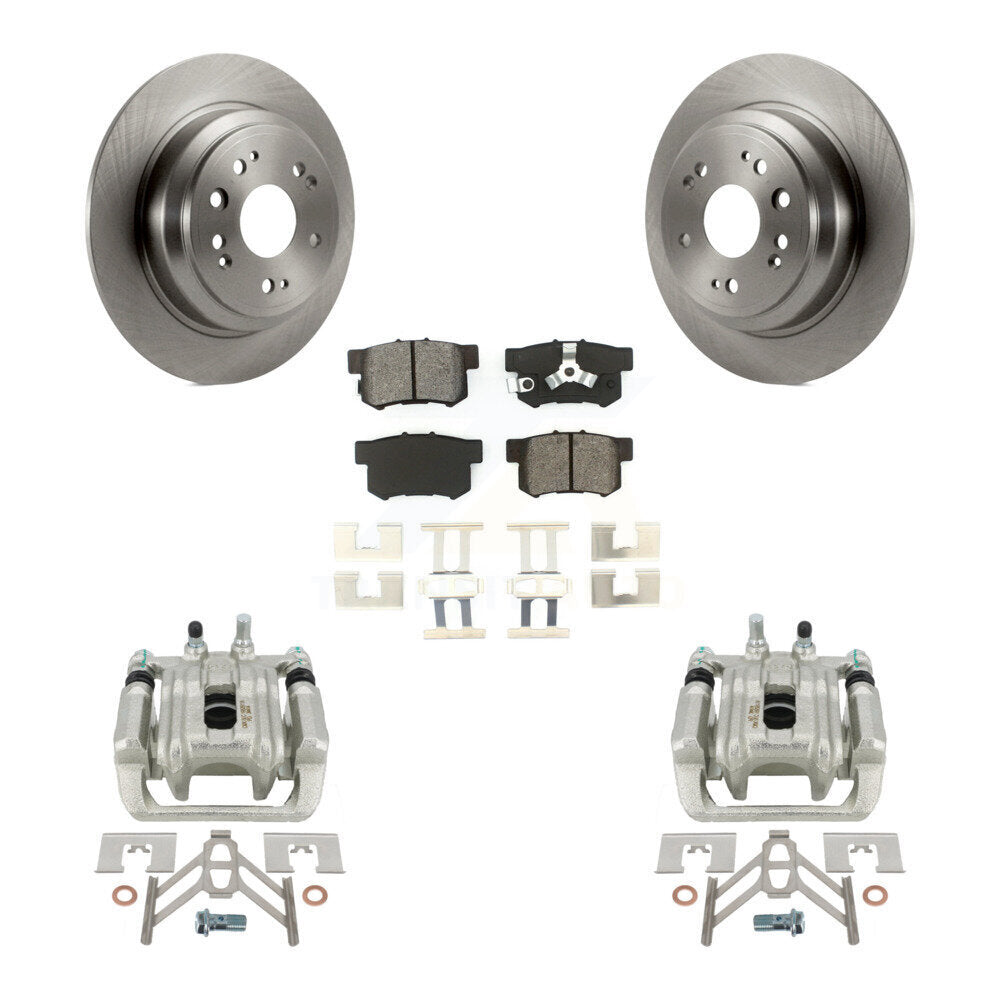 Rear Disc Brake Caliper Rotors And Semi-Metallic Pads Kit For 2010-2011 Honda Accord Crosstour KC8-100376S by Transit Auto