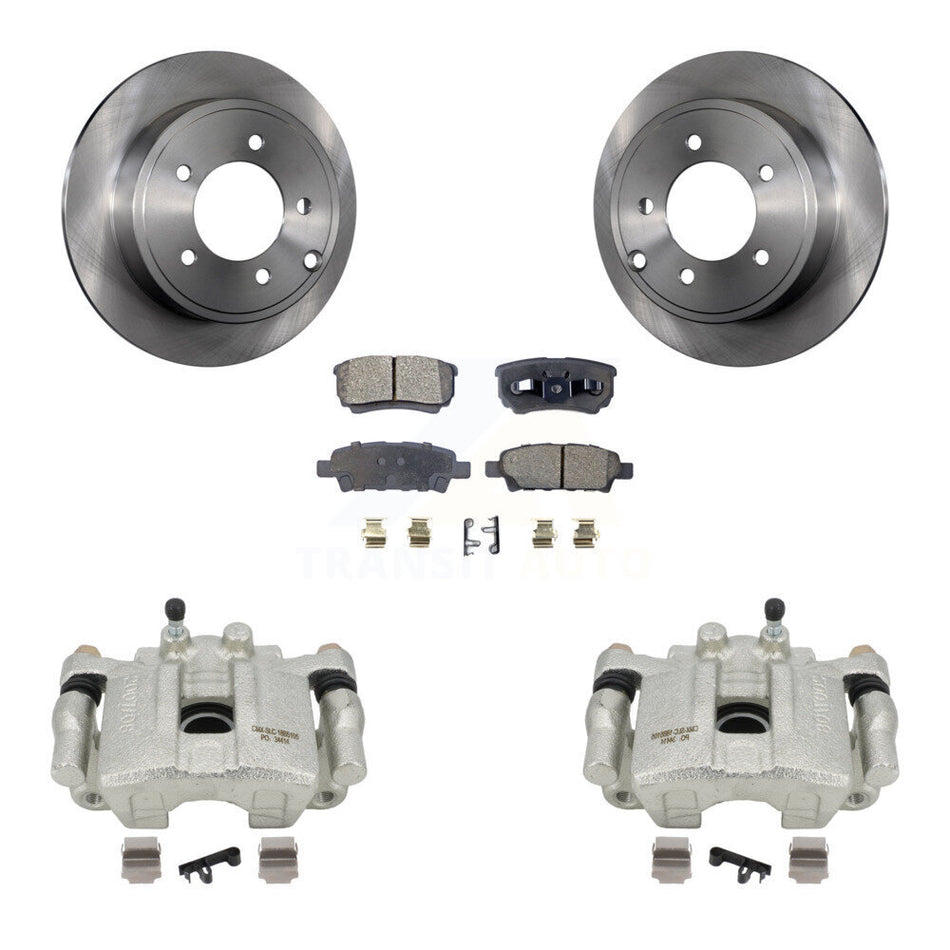 Rear Disc Brake Caliper Rotors And Semi-Metallic Pads Kit For 2008-2009 Dodge Caliber R T SXT With Casting # 3503 KC8-100379P