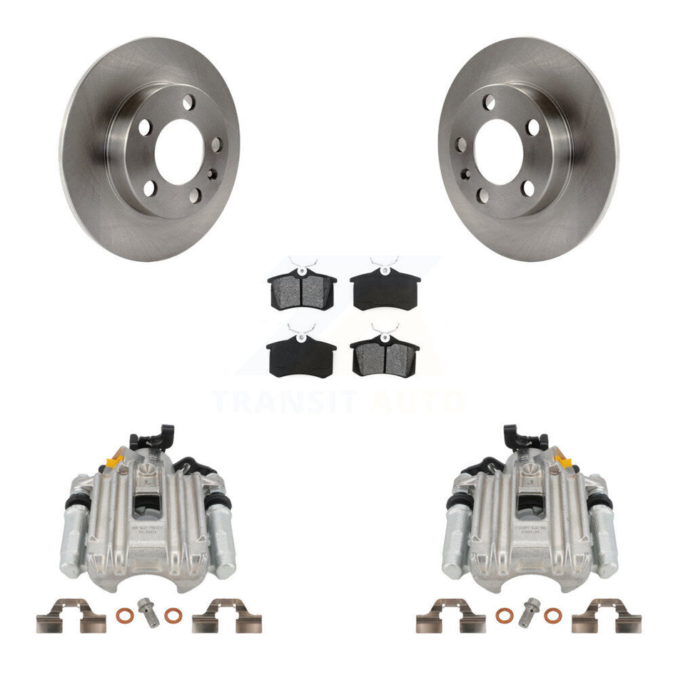 Rear Disc Brake Caliper Rotors And Semi-Metallic Pads Kit For Volkswagen Jetta City KC8-100382S by Transit Auto