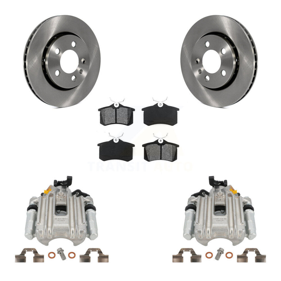 Rear Disc Brake Caliper Rotors And Semi-Metallic Pads Kit For Volkswagen Jetta KC8-100383S