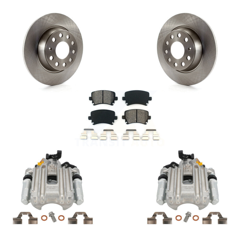 Rear Disc Brake Caliper Rotors And Semi-Metallic Pads Kit For Volkswagen Jetta With 286mm Diameter Rotor 7th 8th Digit Of VIN Is "1K" KC8-100385S by Transit Auto