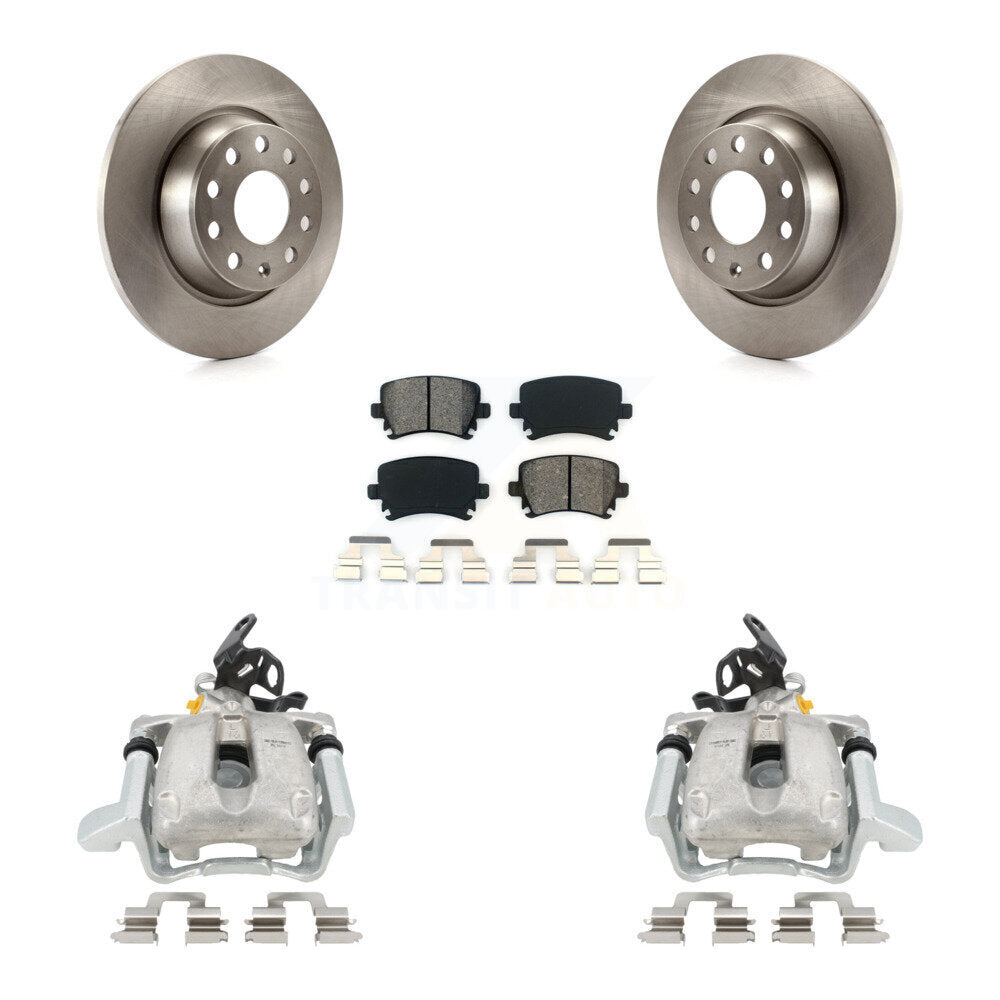 Rear Disc Brake Caliper Rotors And Semi-Metallic Pads Kit For 2010 Volkswagen Jetta TDI Cup Edition with 2.0L DIESEL engine With 282mm Diameter Rotor KC8-100388S by Transit Auto