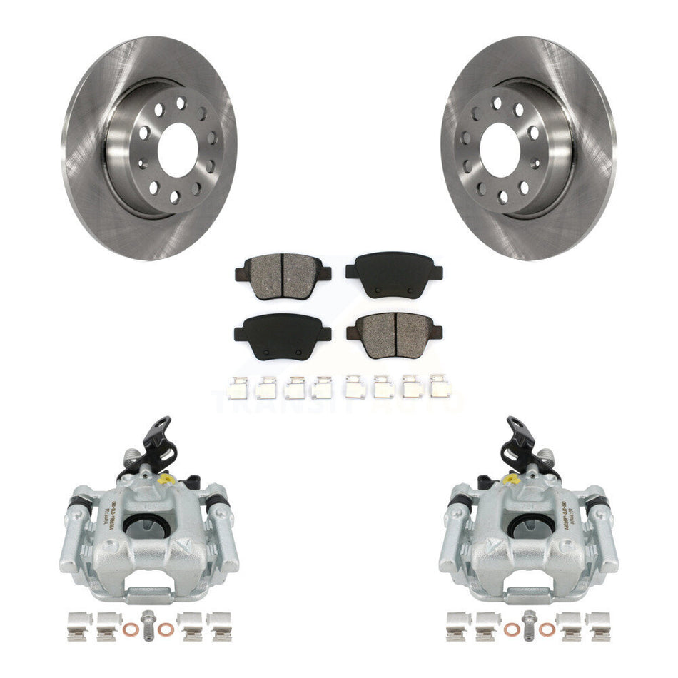 Rear Disc Brake Caliper Rotors And Semi-Metallic Pads Kit For Volkswagen Jetta Passat Golf GTI Beetle Eos Audi A3 Quattro KC8-100390S by Transit Auto