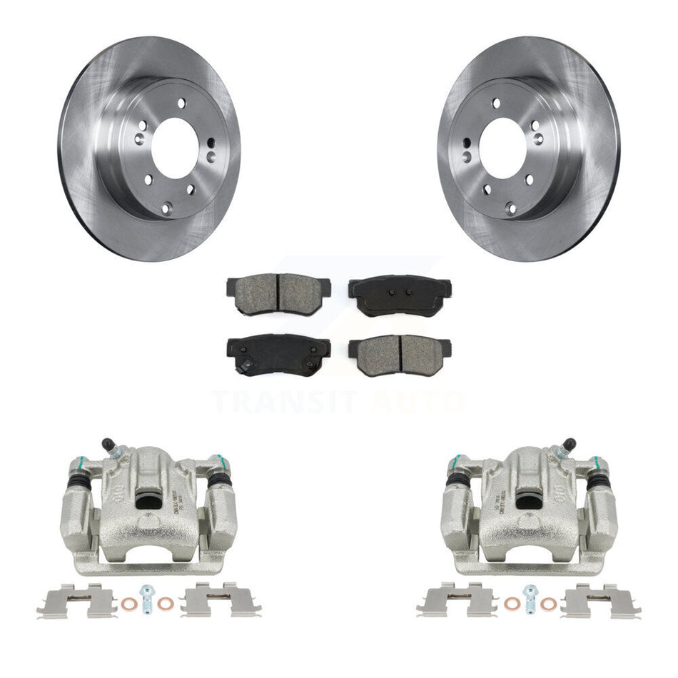 Rear Disc Brake Caliper Rotors And Semi-Metallic Pads Kit For 2006 Hyundai Sonata 3.3L To 03 06 KC8-100391S by Transit Auto