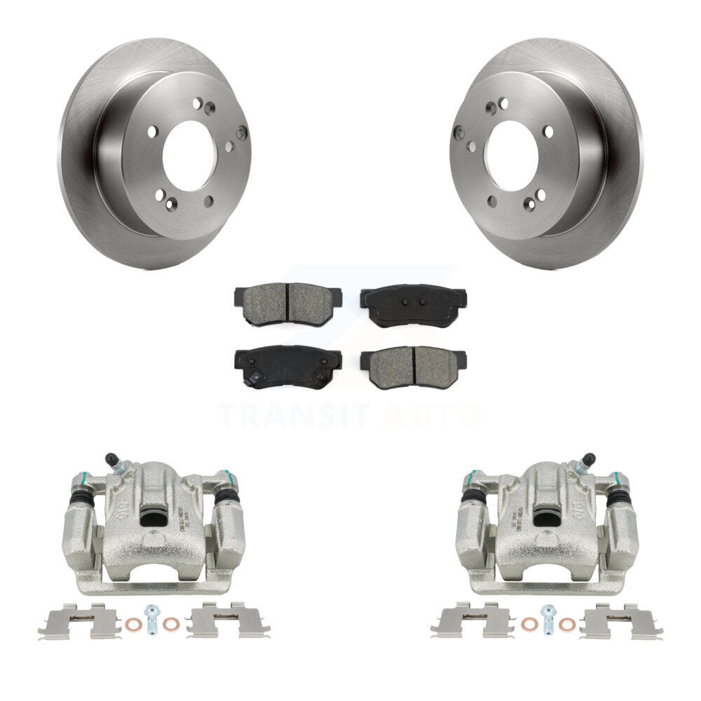 Rear Disc Brake Caliper Rotors And Semi-Metallic Pads Kit For Hyundai Sonata Kia Optima Magentis KC8-100392S by Transit Auto