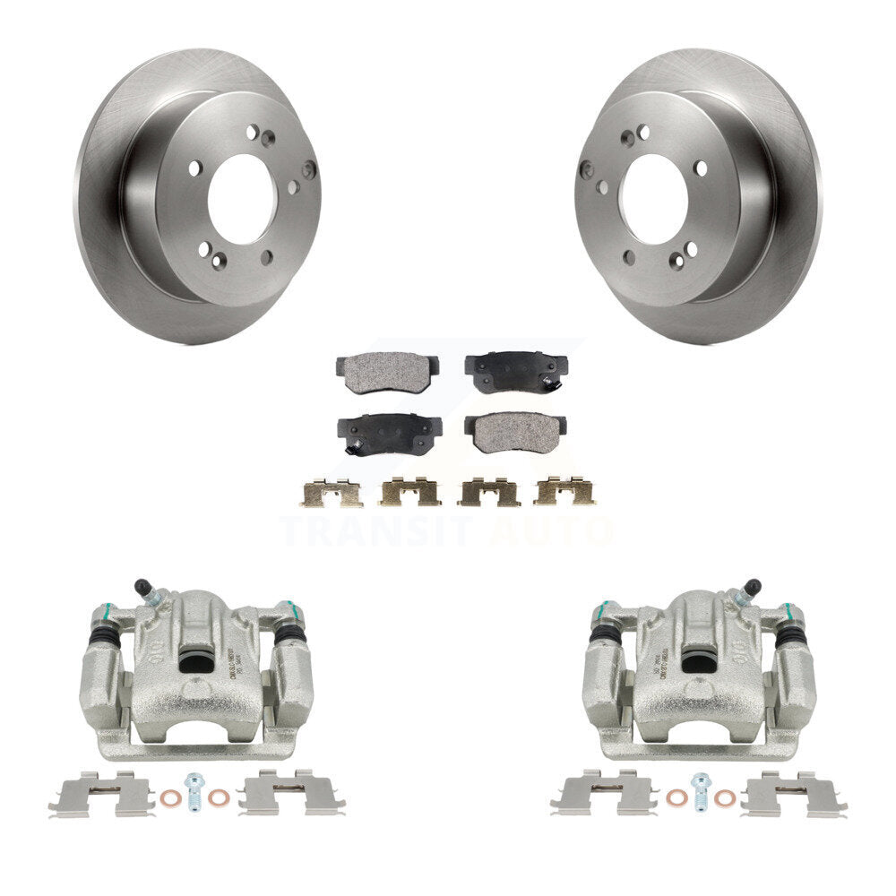 Rear Disc Brake Caliper Rotors And Semi-Metallic Pads Kit For Hyundai Sonata Kia Optima Magentis KC8-100393P by Transit Auto