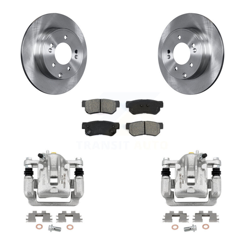Rear Disc Brake Caliper Rotors And Semi-Metallic Pads Kit For Hyundai Sonata 3.3L KC8-100393S