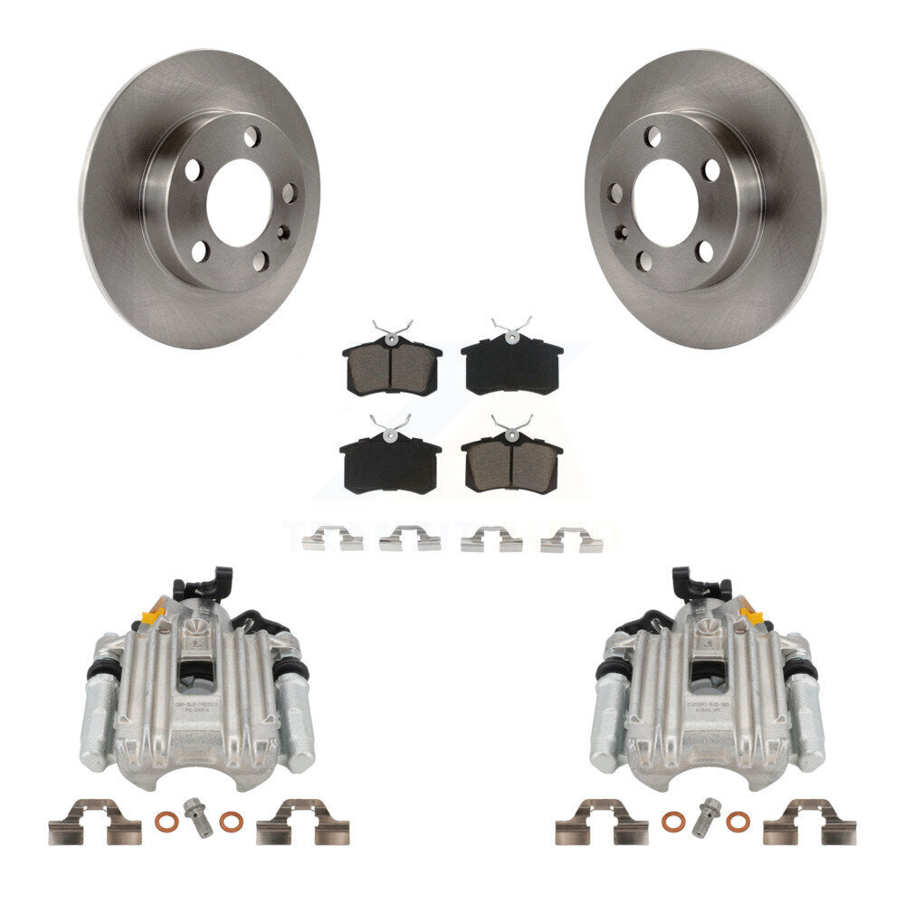 Rear Disc Brake Caliper Rotors And Ceramic Pads Kit For Volkswagen Jetta City KC8-100394C by Transit Auto