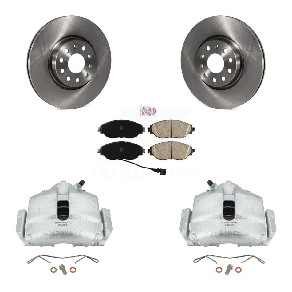 Front Disc Brake Caliper Rotors And Ceramic Pads Kit For 2017 Volkswagen CC FWD 4 Motion KC8-100394N