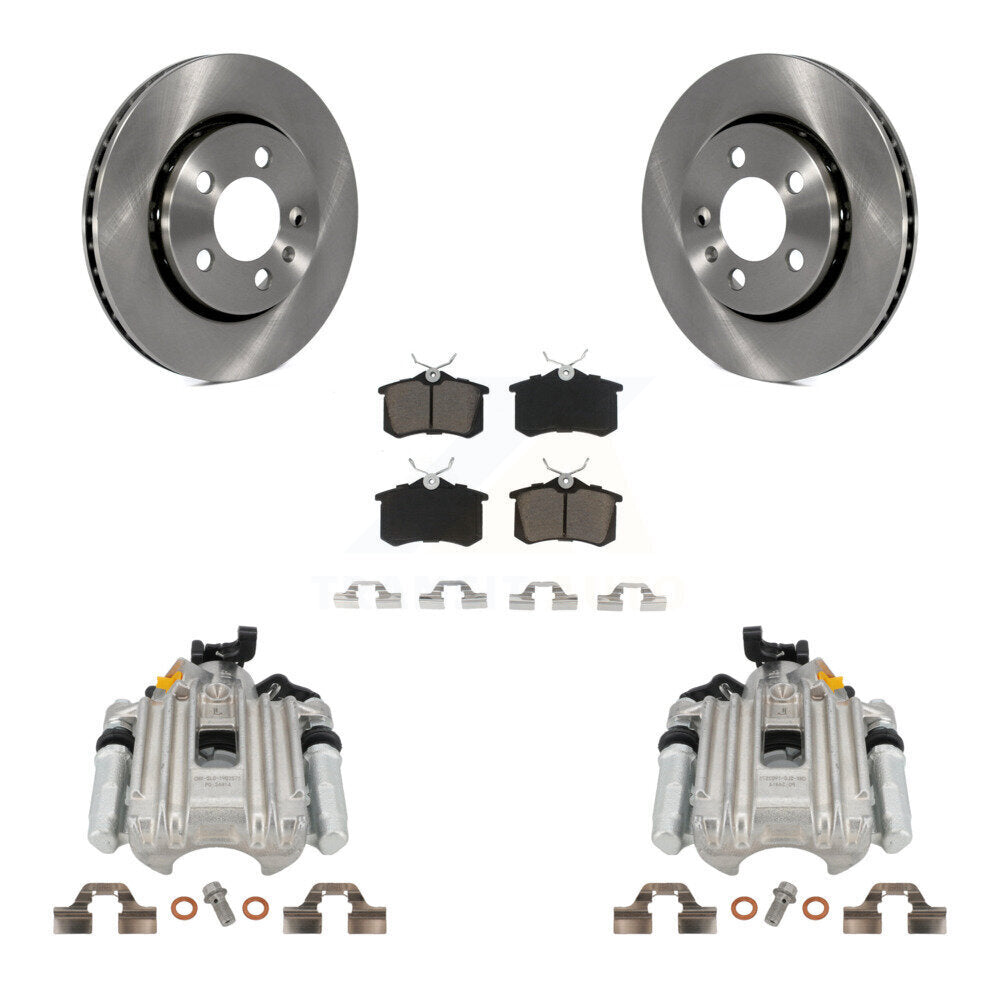 Rear Disc Brake Caliper Rotors And Ceramic Pads Kit For Volkswagen Jetta KC8-100395C by Transit Auto