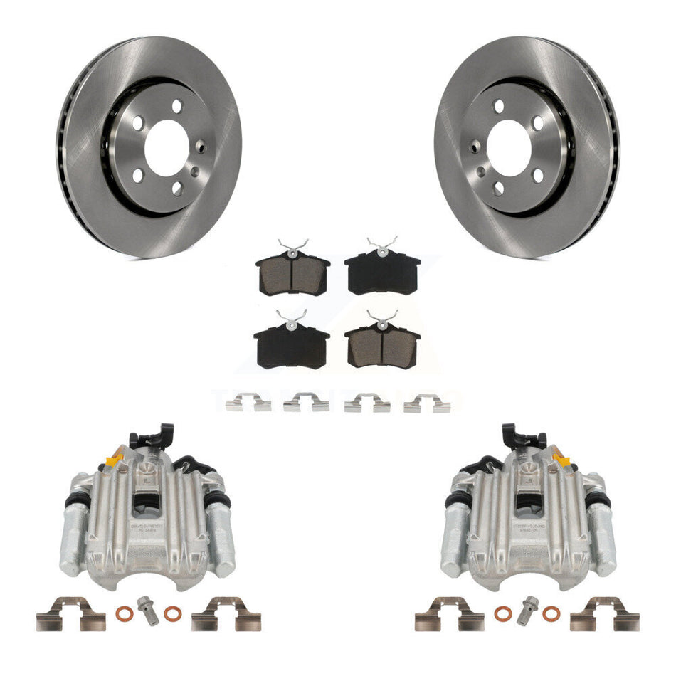 Rear Disc Brake Caliper Rotors And Ceramic Pads Kit For Volkswagen Jetta KC8-100395C