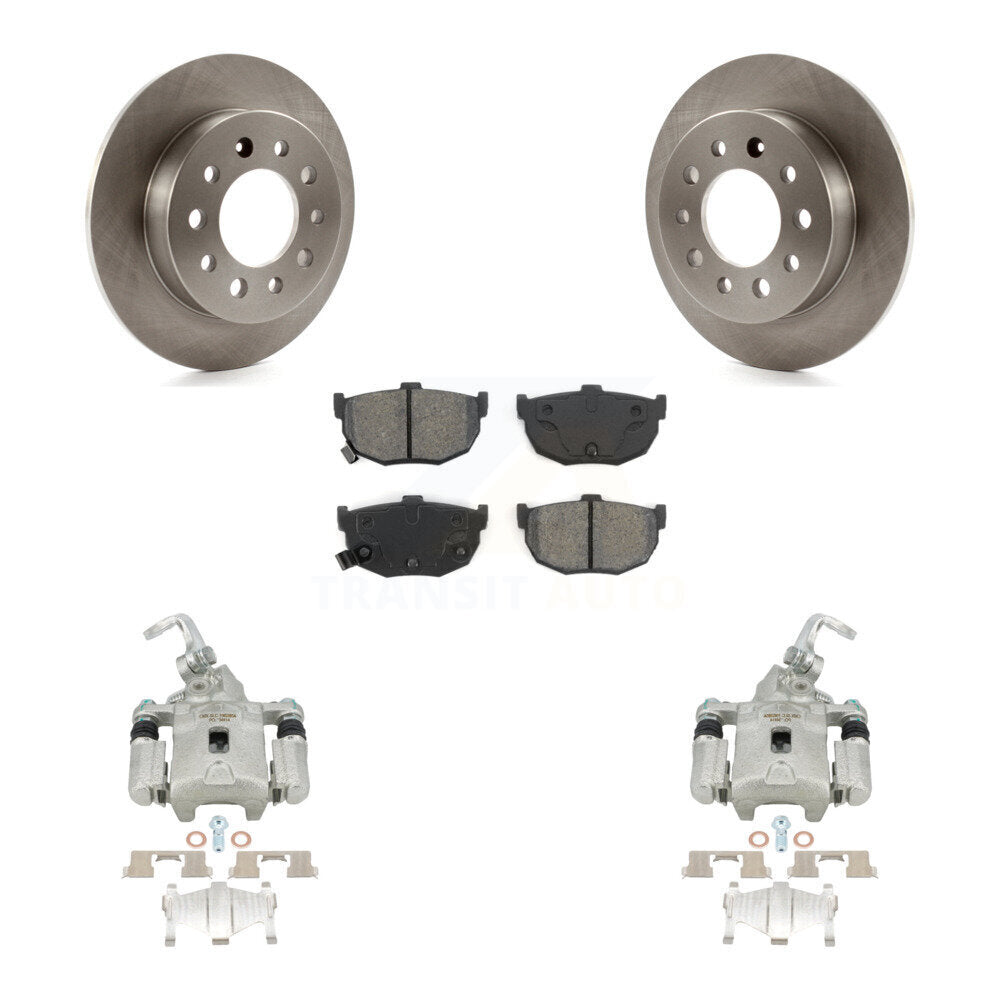 Rear Disc Brake Caliper Rotors And Semi-Metallic Pads Kit For Hyundai Tiburon KC8-100396S by Transit Auto