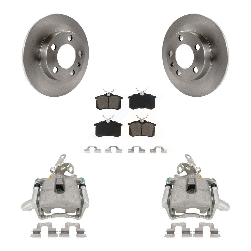 Rear Disc Brake Caliper Rotors And Ceramic Pads Kit For Volkswagen Jetta KC8-100398C by Transit Auto