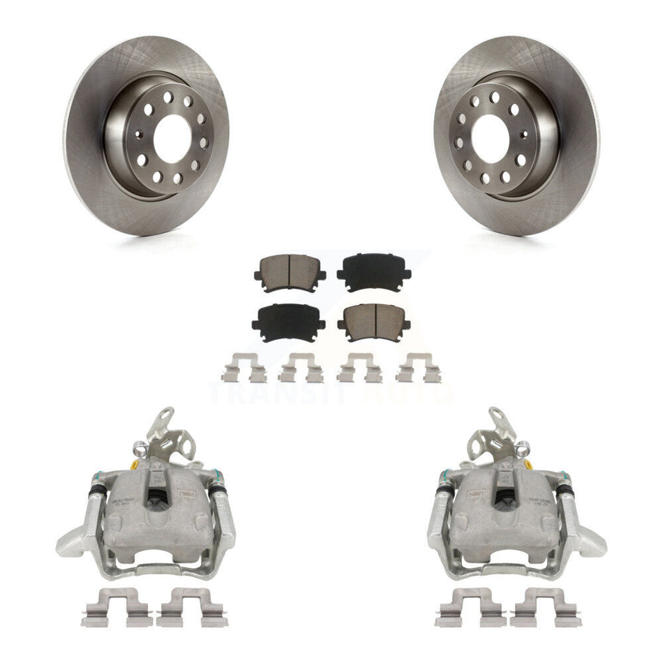 Rear Disc Brake Caliper Rotors And Ceramic Pads Kit For Volkswagen Jetta GTI Audi A3 Quattro KC8-100400C by Transit Auto