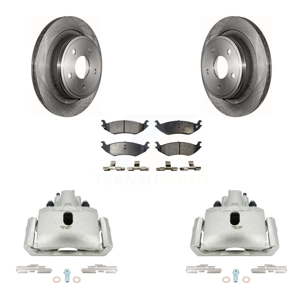 Rear Disc Brake Caliper Rotors And Semi-Metallic Pads Kit For Dodge Ram 1500 KC8-100402P