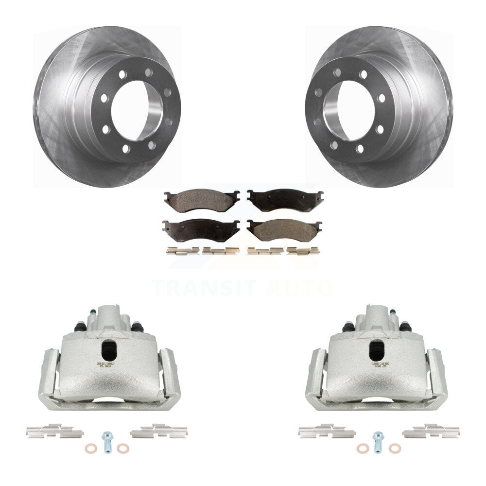 Rear Disc Brake Caliper Rotor Semi-Metallic Pad Kit For Dodge Ram 1500 With 8 Lug Wheels KC8-100403P
