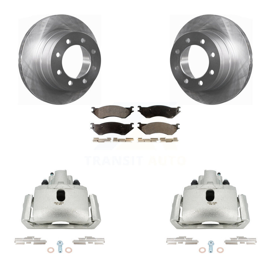 Rear Disc Brake Caliper Rotor Semi-Metallic Pad Kit For Dodge Ram 1500 With 8 Lug Wheels KC8-100403P