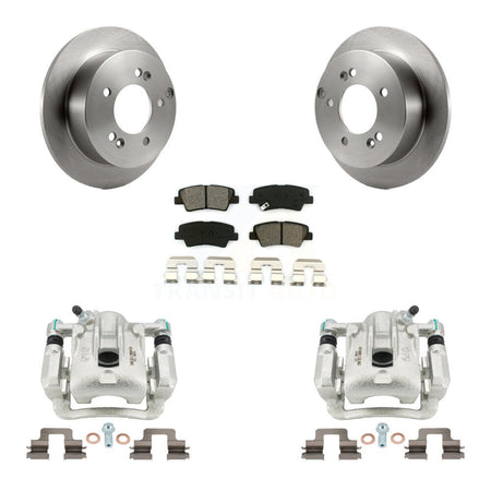 Rear Disc Brake Caliper Rotors And Semi-Metallic Pads Kit For 2009-2010 Hyundai Sonata 2.4L KC8-100403S by Transit Auto