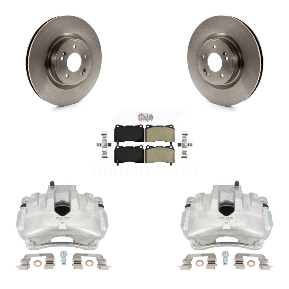 Front Disc Brake Caliper Rotors And Semi-Metallic Pads Kit For Hyundai Genesis Coupe With Single Piston Calipers KC8-100405N by Transit Auto