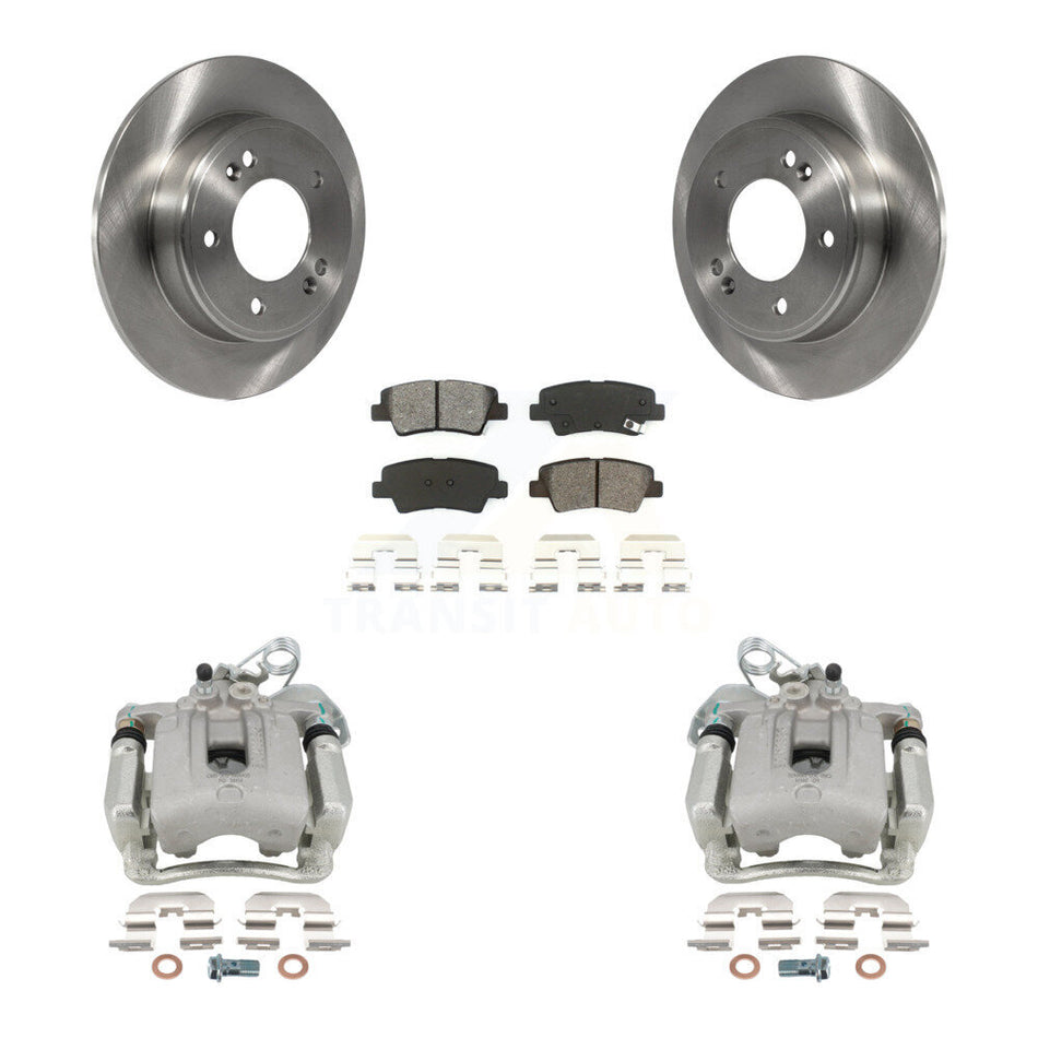 Rear Disc Brake Caliper Rotors And Semi-Metallic Pads Kit For Hyundai Elantra Coupe KC8-100405S by Transit Auto