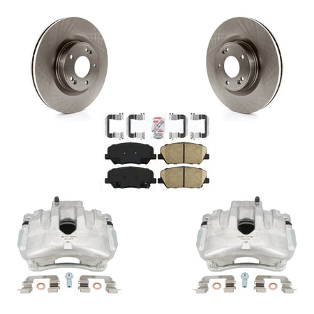 Front Disc Brake Caliper Rotors And Ceramic Pads Kit For Hyundai Genesis Coupe With Single Piston Calipers KC8-100406N by Transit Auto