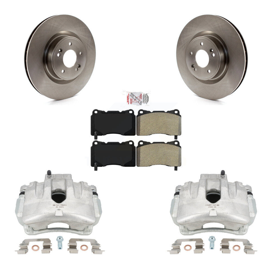 Front Disc Brake Caliper Rotors And Semi-Metallic Pads Kit For Hyundai Genesis Coupe With Single Piston Calipers KC8-100407N by Transit Auto