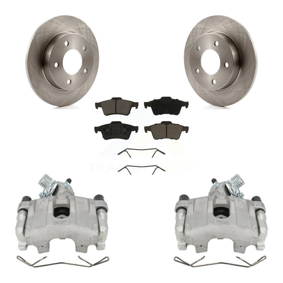 Rear Disc Brake Caliper Rotors And Ceramic Pads Kit For 2004-2005 Mazda 3 2.0L KC8-100410C
