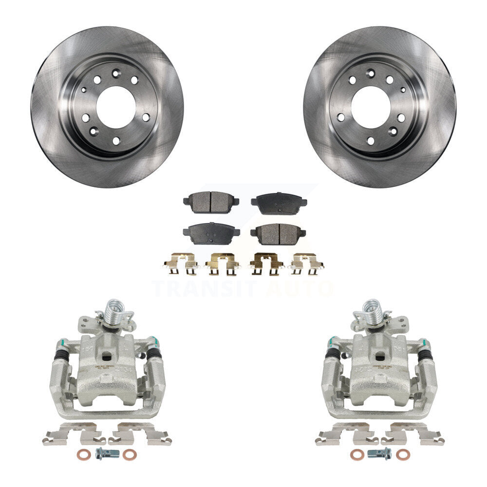 Rear Disc Brake Caliper Rotors And Semi-Metallic Pads Kit For Ford Fusion Mazda 6 Lincoln MKZ Mercury Milan Zephyr KC8-100411P by Transit Auto