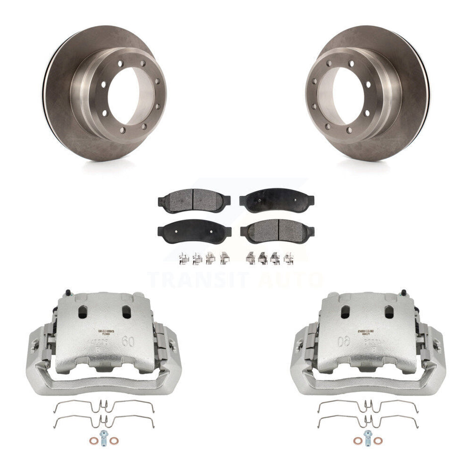 Rear Disc Brake Caliper Rotors And Semi-Metallic Pads Kit For Ford F-450 Super Duty KC8-100412P