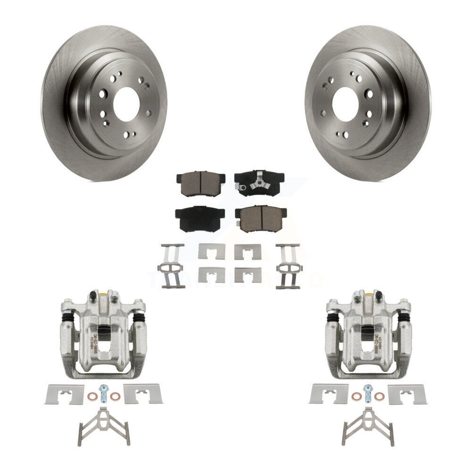 Rear Disc Brake Caliper Rotors And Ceramic Pads Kit For 2012-2015 Honda Crosstour KC8-100414C