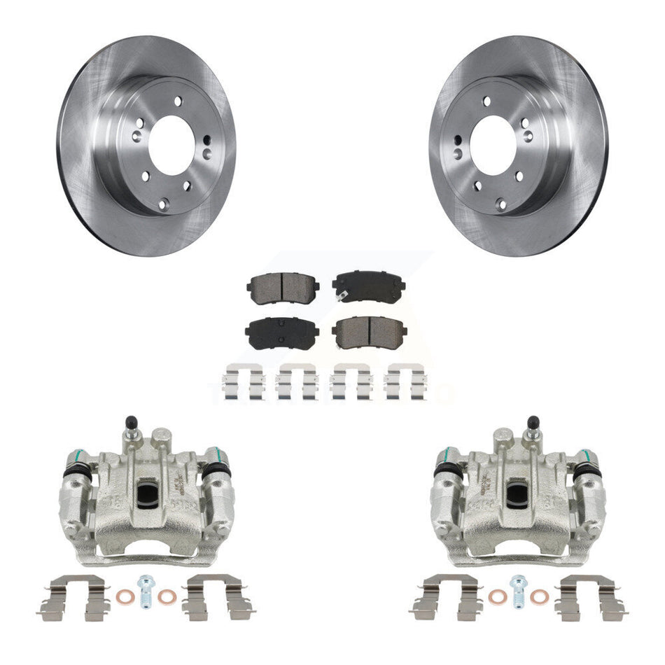 Rear Disc Brake Caliper Rotors And Semi-Metallic Pads Kit For Hyundai Sonata Kia Optima KC8-100415S