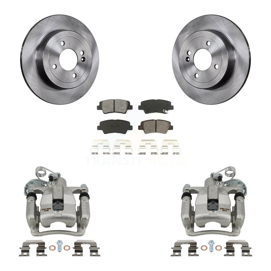 Rear Disc Brake Caliper Rotors And Semi-Metallic Pads Kit For 2012-2016 Hyundai Accent KC8-100416S