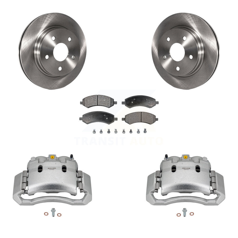Front Disc Brake Caliper Rotor Ceramic Pad Kit For 2006 Dodge Ram 1500 With 5 Lug Wheels KC8-100416T
