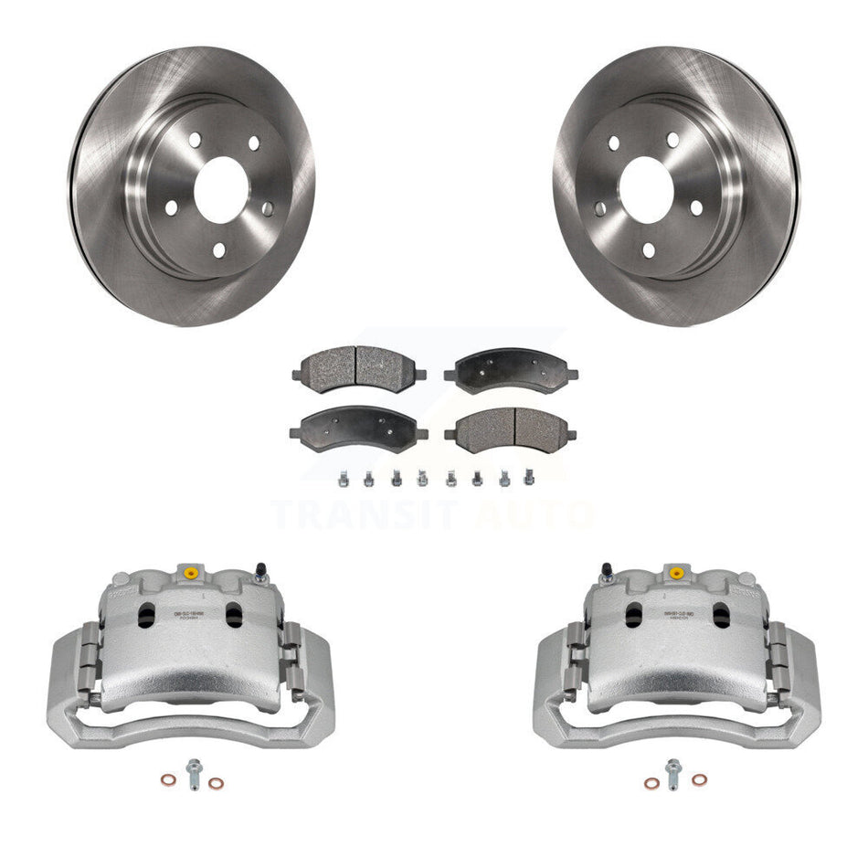 Front Disc Brake Caliper Rotor Ceramic Pad Kit For 2006 Dodge Ram 1500 With 5 Lug Wheels KC8-100416T