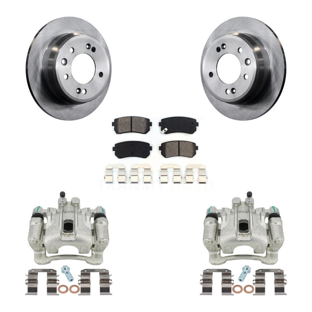 Rear Disc Brake Caliper Rotors And Semi-Metallic Pads Kit For Hyundai Tucson Kia Sportage FWD KC8-100422S by Transit Auto