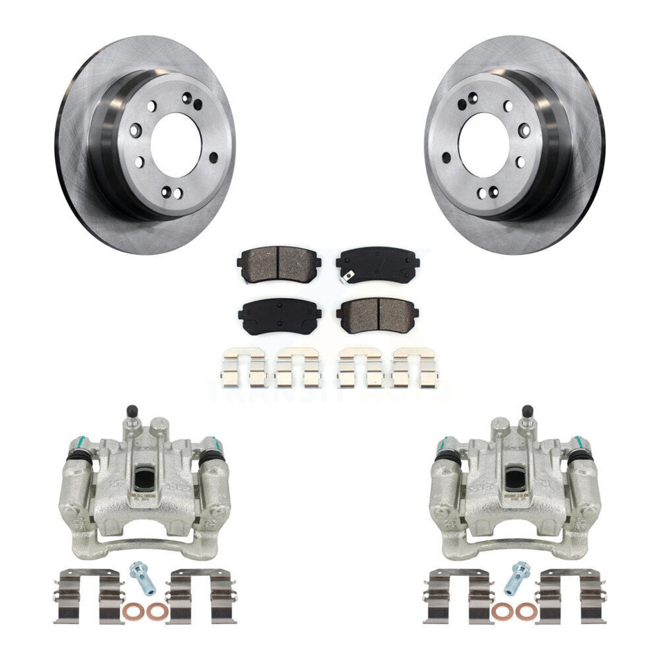 Rear Disc Brake Caliper Rotors And Semi-Metallic Pads Kit For Hyundai Tucson Kia Sportage FWD KC8-100422S by Transit Auto